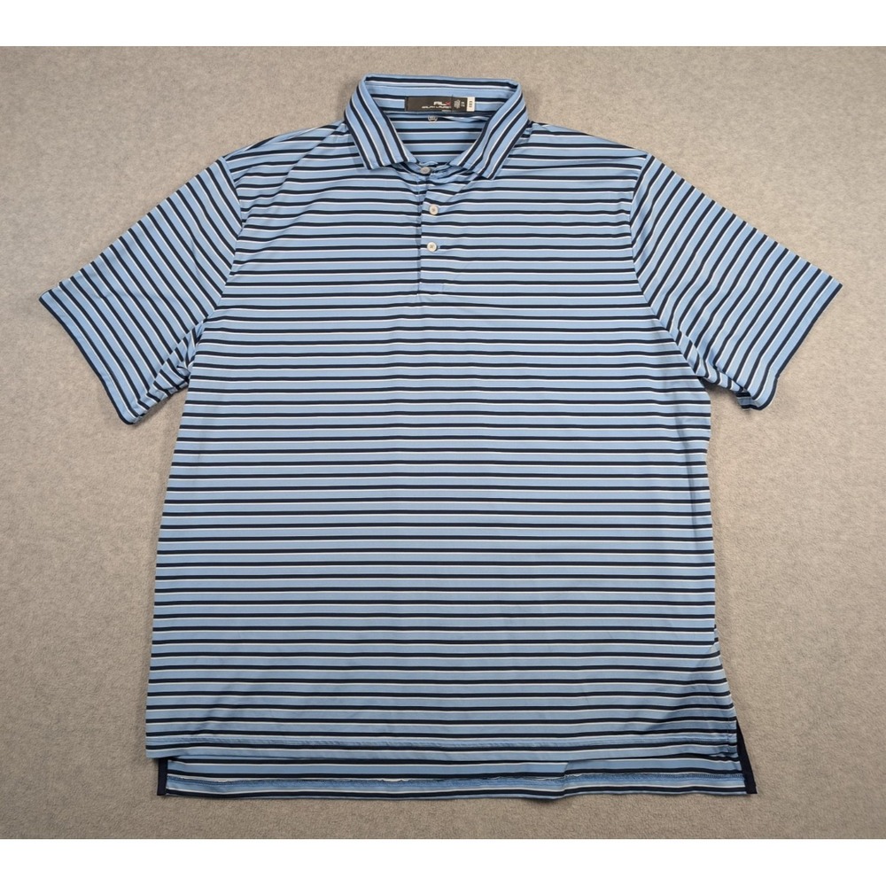 Ralph Lauren RLX‎ Men Shirt XXL Horizontal Striped Polo Short Sleeve Performance
